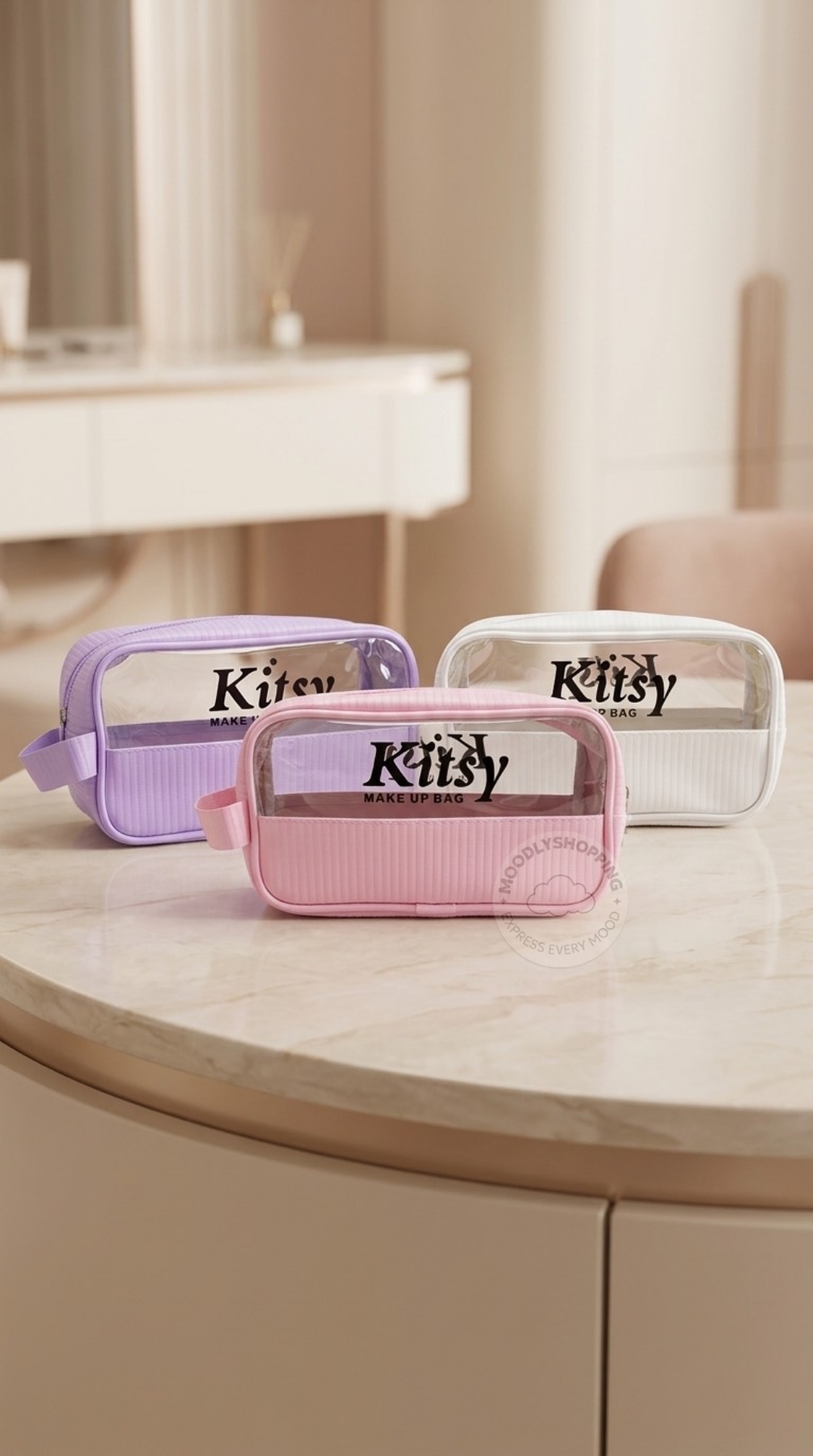 کیف آرایشی شیشه ای kitsy